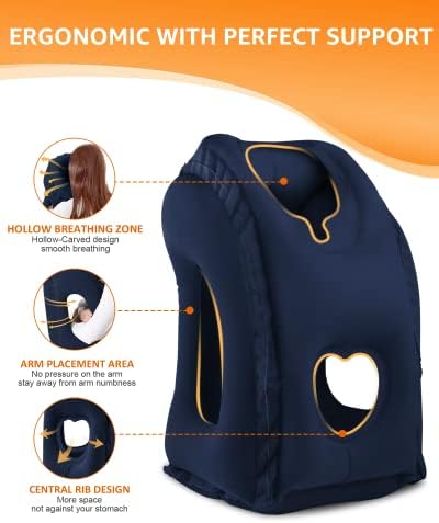 Sunany Inflatable Travel Pillow with Eye Mask and Earplugs Blue 1