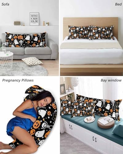 Halloween Pillow Cases Set of 2 - Microfiber Throw Covers