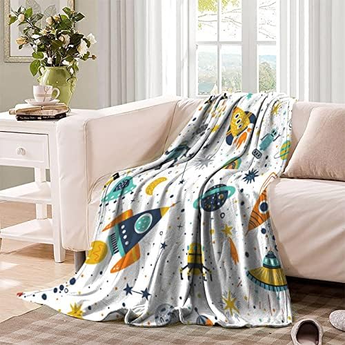 Colourful Cartoon Robot Print Throw Blanket for Kids Adults