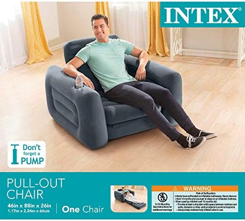 Intex 66551EP Inflatable Pull-Out Chair with Cup Holder