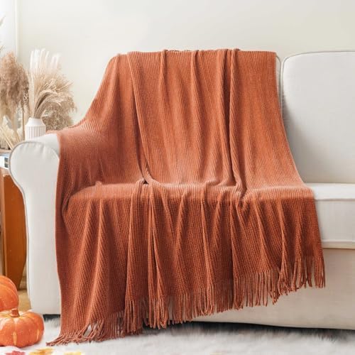 BATTILO HOME Rust Orange Throw Blanket 60x80