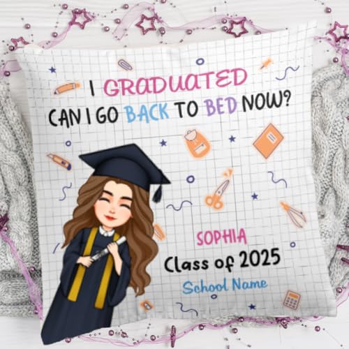 I Graduated Can I Go Back To Bed Now Pillow - Class of 2025
