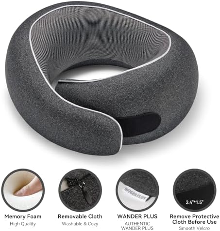 WANDER PLUS Travel Pillow - Memory Foam Neck Support for Adults