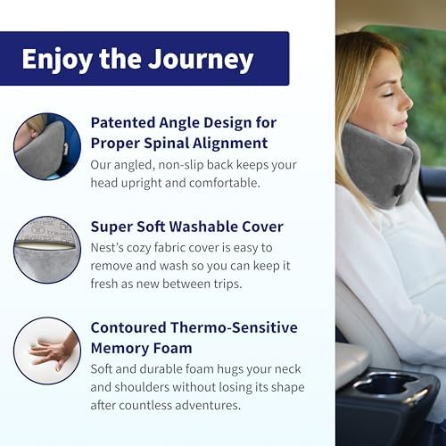 TRAVELREST Nest Memory Foam Travel Neck Pillow - Gray