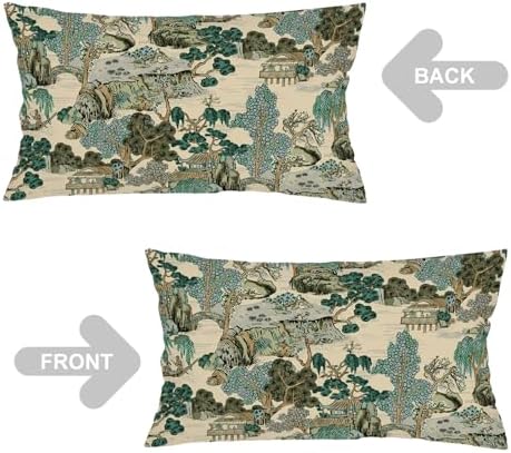 TOKILIAR Chinoiserie Throw Pillow Covers Set of 2 12x20 Green