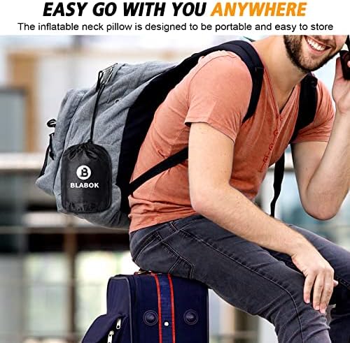 BLABOK Inflatable Travel Pillow with Eye Mask and Earplugs