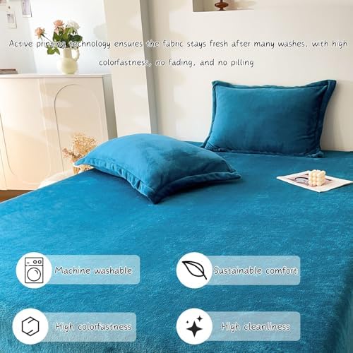 Luxurious Velvet Fitted Sheets 15 Deep Pockets Teal Blue Twin