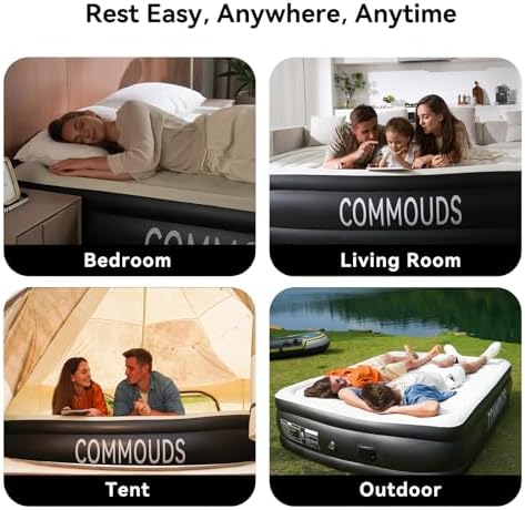 COMMOUDS Queen Air Mattress with Rechargeable Pump 1
