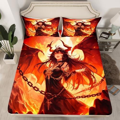 Manfei Halloween Girl Queen Fitted Sheet Set