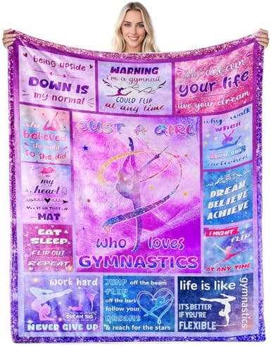 Gymnastics Flannel Throw Blanket for Girls 1