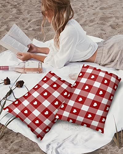 Waterproof Pillow Protector 2 Pack Buffalo Plaid Heart Shape 12x20