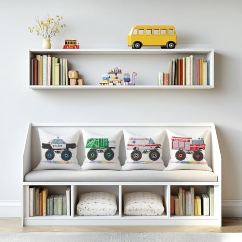 Monster Trucks Pillow Covers Set of 4 18x18