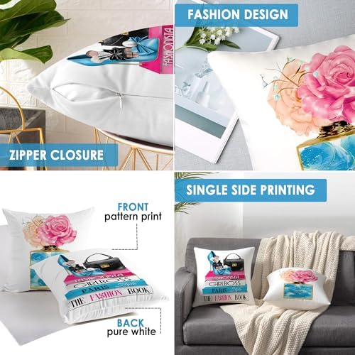 FCOZM Blue Teal Pink Velvet Throw Pillow Covers Set of 2