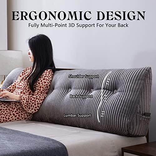 SLIGUY Queen Headboard Pillow Grey 59x8x20 Inches