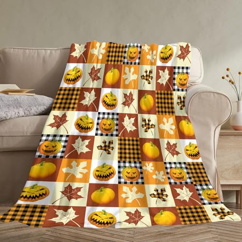 Tomalillin Pumpkin Throw Blanket Fall Orange Plush Fuzzy 30x40 Inches