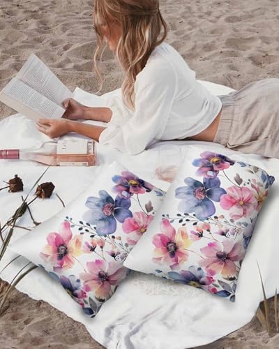 Waterproof Pillow Protectors 2 Pack with Zipper and Wildflower Design