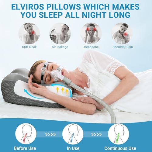 Elviros Cervical Pillow for Neck Pain Relief and CPAP Mask Comfort