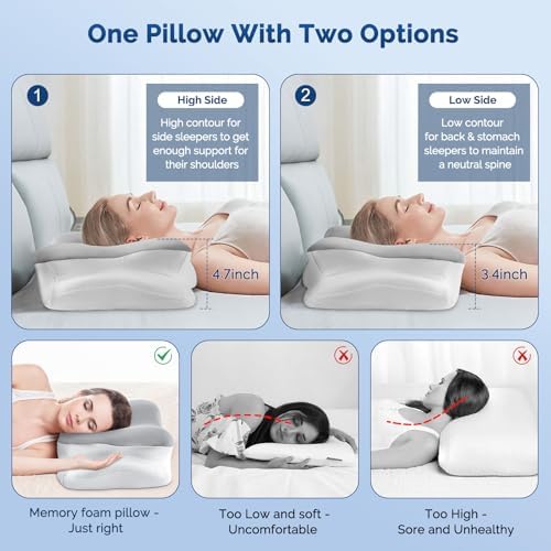 Silkena Cervical Neck Pillow with Cooling Memory Foam