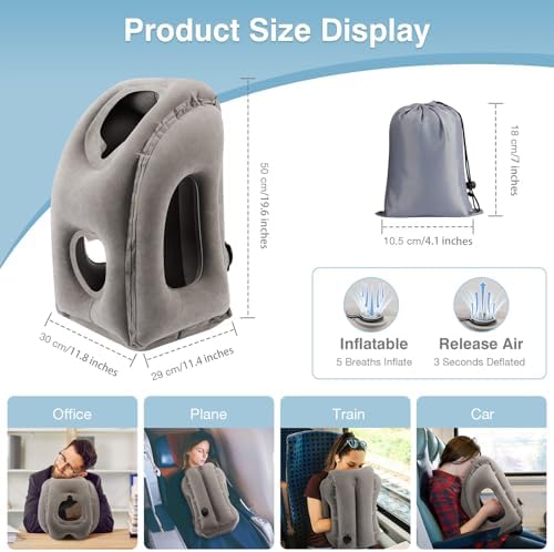 MoKo Inflatable Travel Pillow - Gray