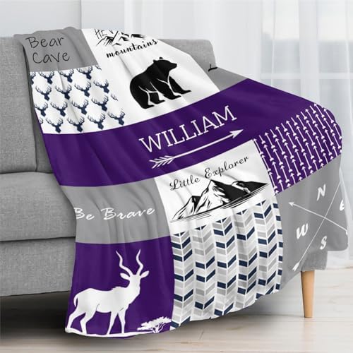 ZAACUSTOM Flannel Throw Blanket with Name Personalized for Baby Adults