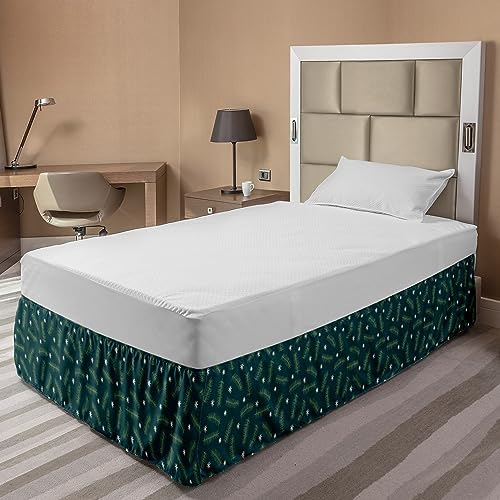 Ambesonne Forest Bedskirt Noel Christmas Theme with Pine Branches