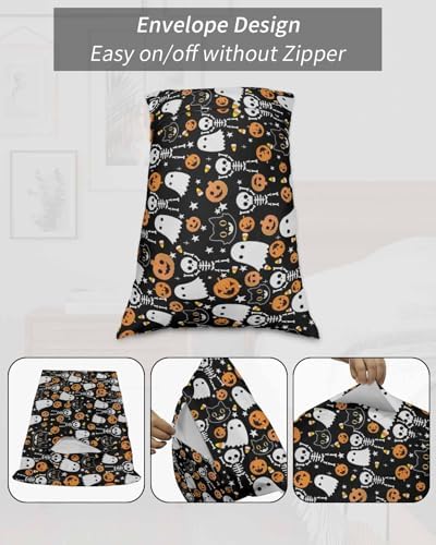 Halloween Pillow Cases Set of 2 - Microfiber Throw Covers