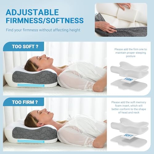 Elviros Cervical Pillow for Neck Pain Relief and CPAP Mask Comfort