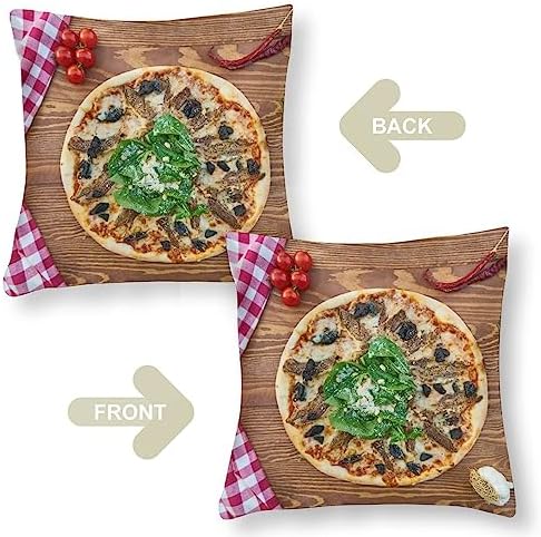 16x16 Food Pizza Pillow Cover Satin Throw