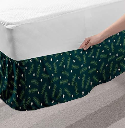 Ambesonne Forest Bedskirt Noel Christmas Theme with Pine Branches