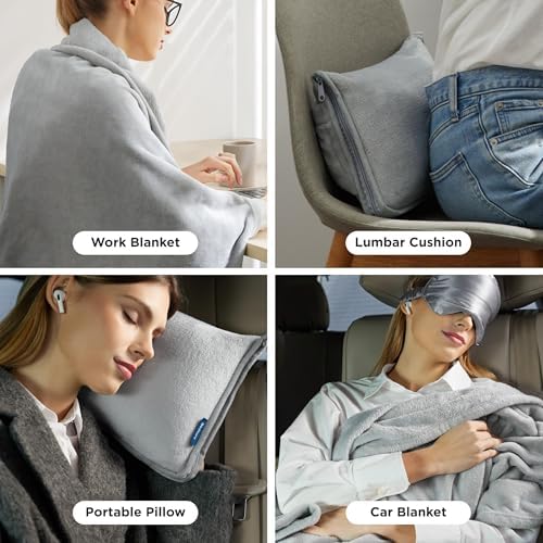 Bedsure 3-in-1 Travel Blanket with Pillow and Eye Mask
