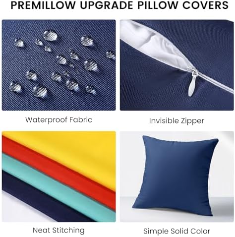 Premillow Outdoor Pillow Covers Set of 2 Navy