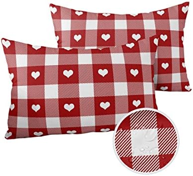 Waterproof Pillow Protector 2 Pack Buffalo Plaid Heart Shape 12x20