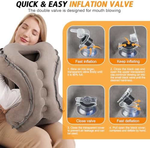 BLABOK Inflatable Travel Pillow with Eye Mask and Earplugs