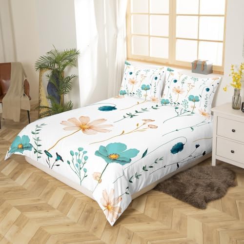 Erosebridal Watercolor Floral Duvet Cover Set Twin