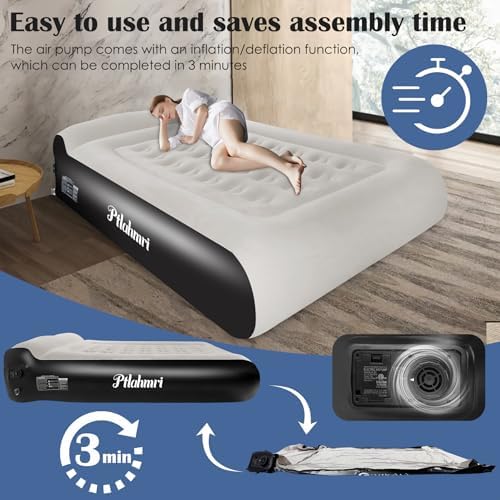 Ptlahmri Queen Air Mattress with Built in Pump and Pillow