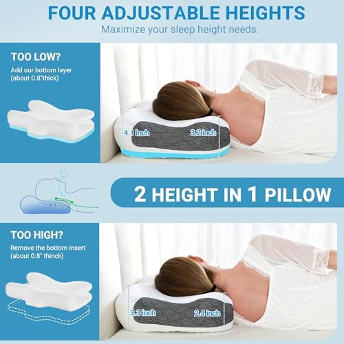 Elviros Cervical Pillow for Neck Pain Relief and CPAP Mask Comfort