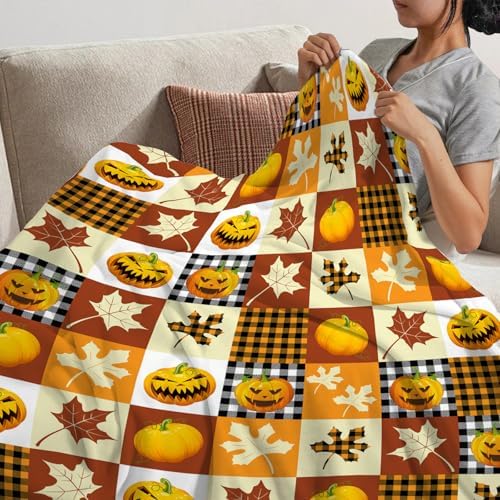 Tomalillin Pumpkin Throw Blanket Fall Orange Plush Fuzzy 30x40 Inches