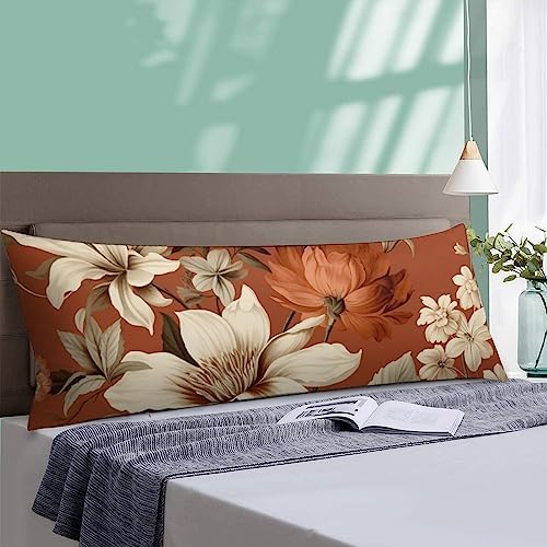 MaSiledy Body Pillow Cover Terracotta Floral 20x54