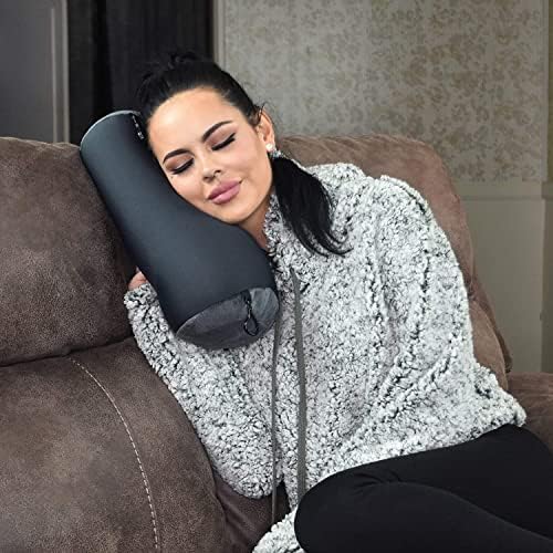 Wolf Essentials Microbead Bolster Tube Travel Pillow - Soft Neck Support Navy