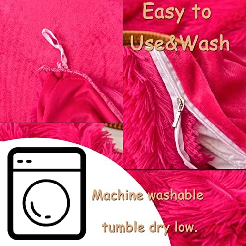 MorroMorn King Size Shag Fluffy Bed Set Bright Pink