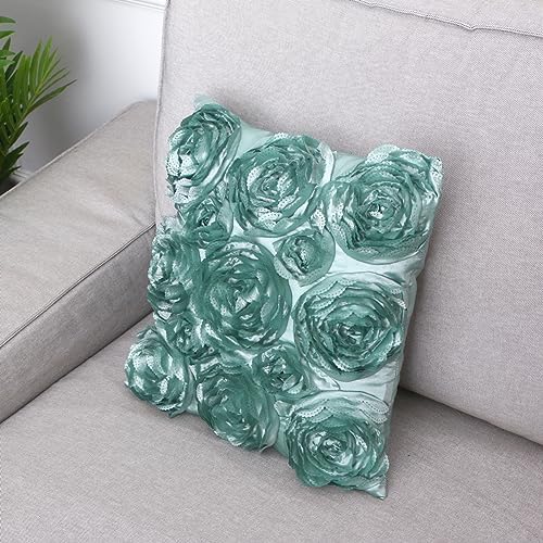 Cabilock 42x42cm Square Pillow Case with 3D Flower Embroidery