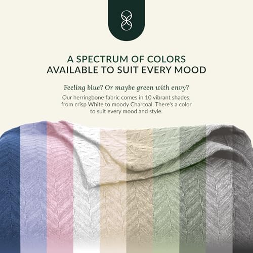 Cloudscape Linen Herringbone Throw Blanket 50 x 70 Dark Grey
