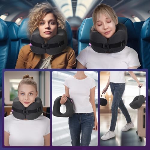 Travel Pillow with Vacuum Memory Foam and Adjustable Buckle