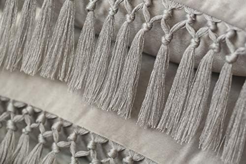 Velvet Throw Pillow Cases with Tassels 18x18 Pack of 2 Gray