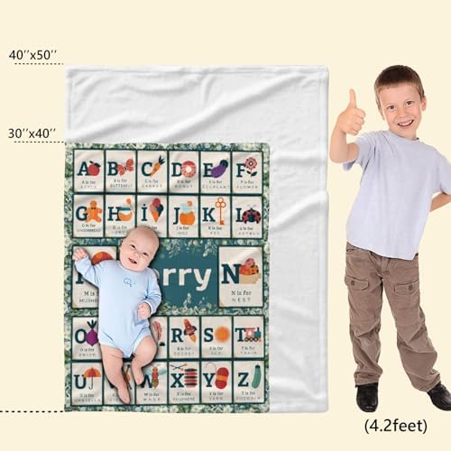 ZHONGKUI Custom Flora Alphabet Soft Throw Blanket