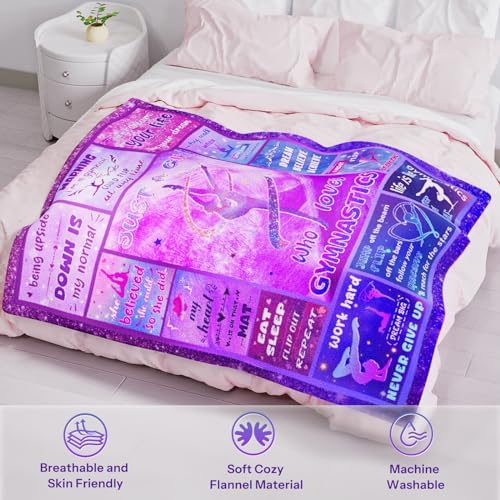Gymnastics Flannel Throw Blanket for Girls 1