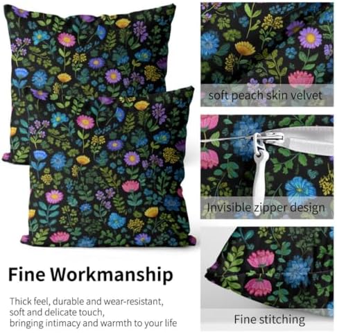 Boho Wildflowers Pillow Protectors Set of 2 with Zipper
