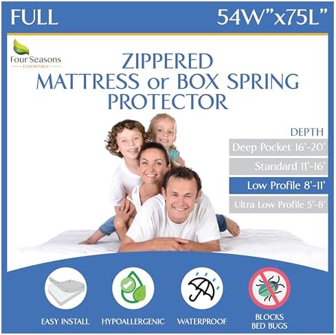 Four Seasons Essentials FullDouble Mattress Encasement 8-11 Inch Waterproof Zippered Protector