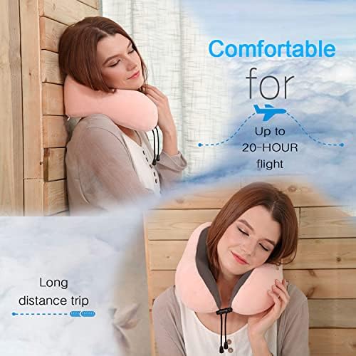 TALLGO Travel Pillow with Memory Foam Support Pink 1