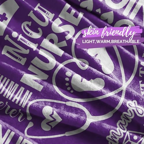 InnoBeta NICU Nurse Throw Blanket - Purple 50 x 65 Inches